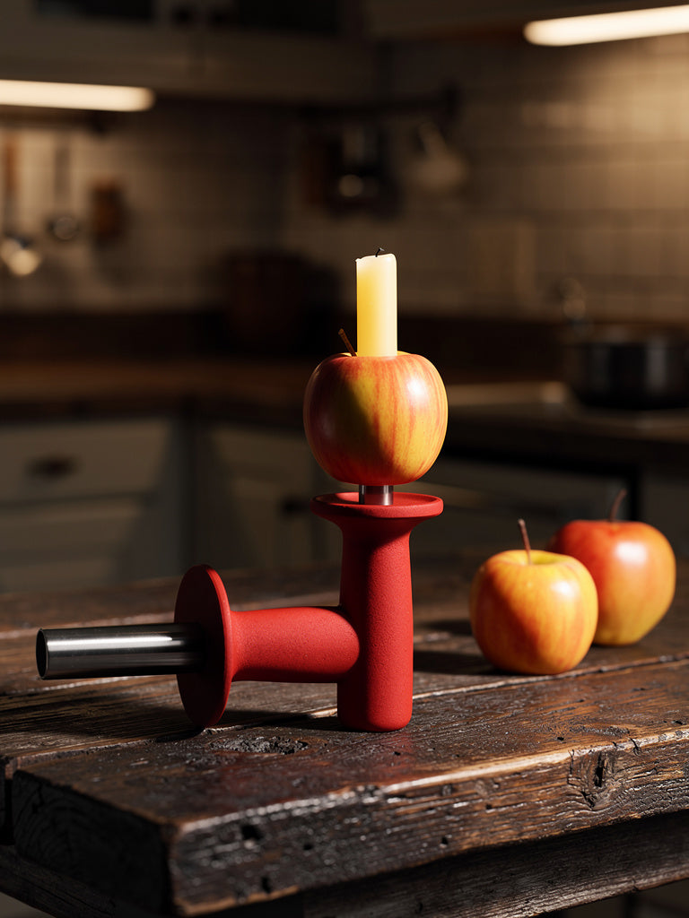 Apple Core+ stainless steel apple and pepper corer tool with automatic release mechanism